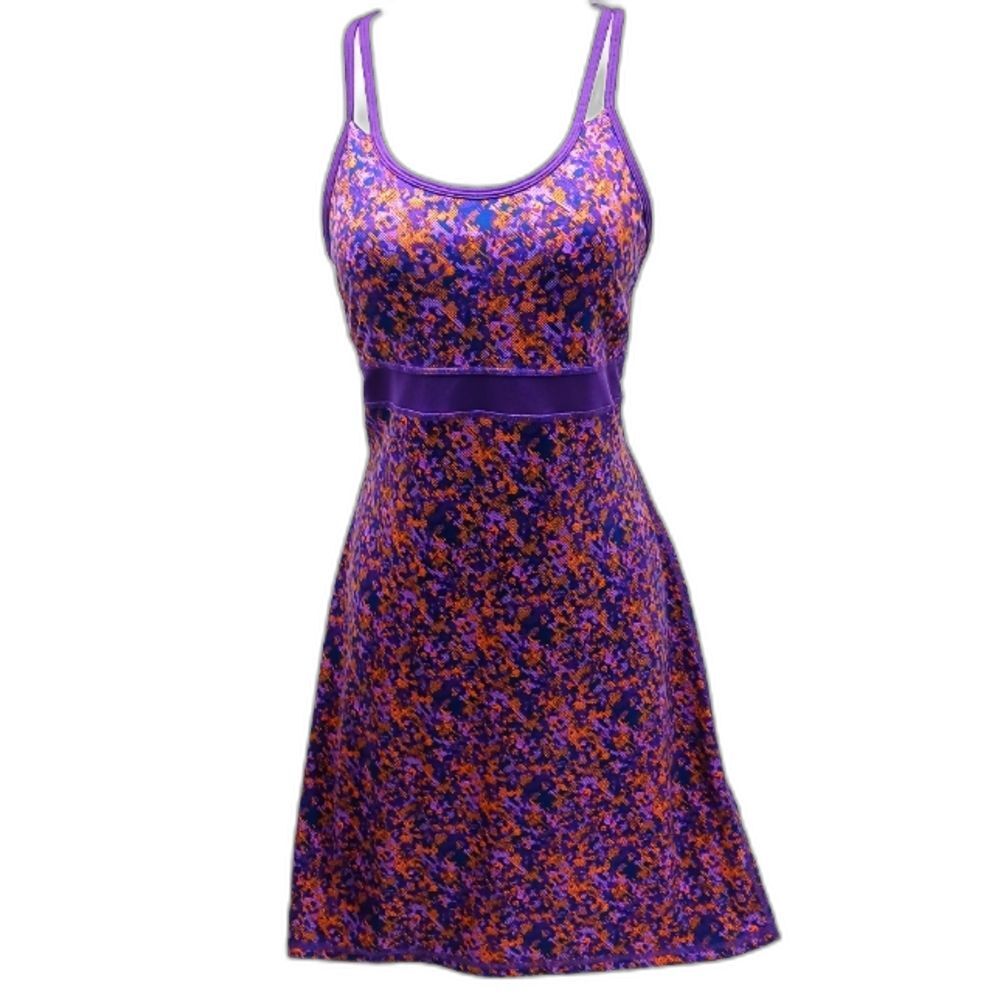 GAIAM Yoga Sun Midi Dress with Built in Bra. Purple/Orange Women's Small........